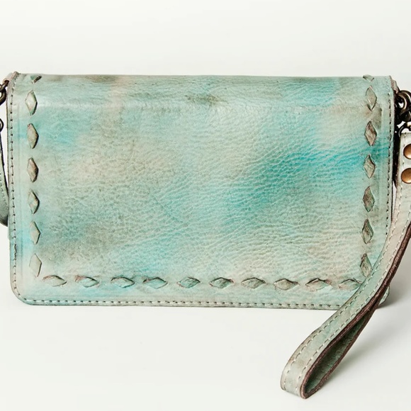 NWT - Antiqued Teal Leather Crossbody Wallet Organizer - Picture 5 of 8